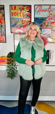 Tiffany Faux Fur Gilet - Mint