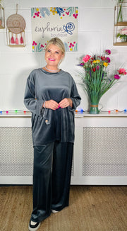 Cookie Velvet Lounge Suit - Charcoal