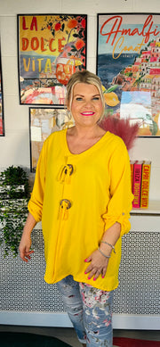 Melanie Button Top - Sunshine Yellow