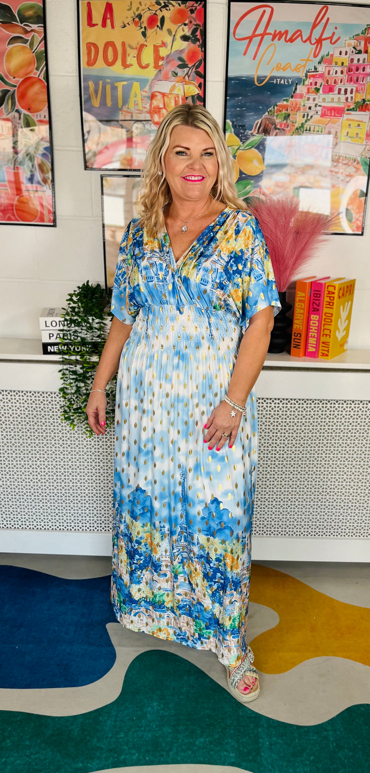 Midnight In Paris Maxi Dress - Electric Blue
