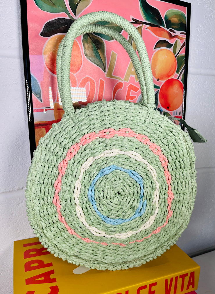 Beach Babe Wicker Bag - Sage