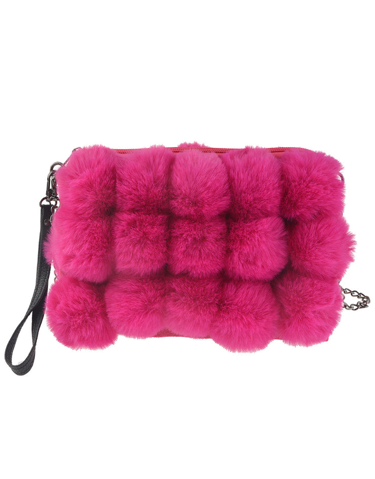 Pom pom plushie bag - Hot Pink
