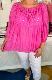 Soft Whisper Bardot Top - Lipstick Pink