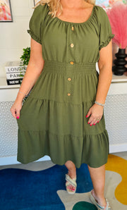 Sweet As Candy Midi Dress - Khaki