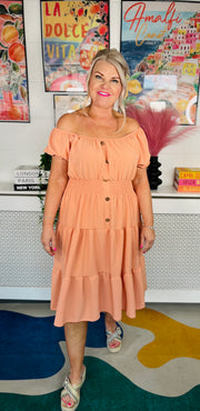 Sweet As Candy Midi Dress - Peach