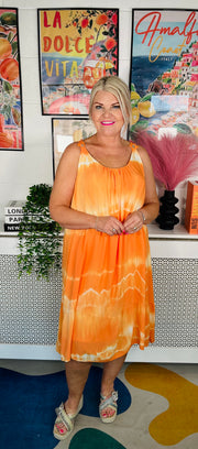 Sandy Tie Dye Dress - Orange