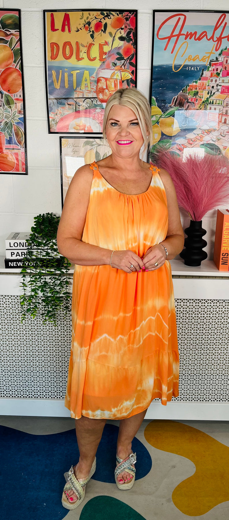 Sandy Tie Dye Dress - Orange