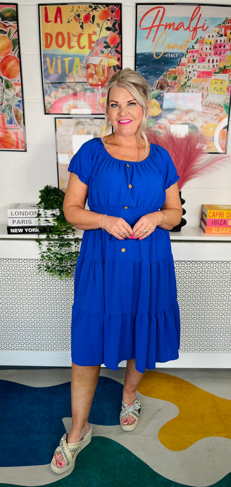 Sweet As Candy Midi Dress - Cobalt Blue