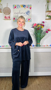 Cookie Velvet Lounge Suit - Navy