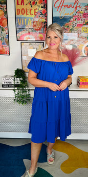 Sweet As Candy Midi Dress - Cobalt Blue