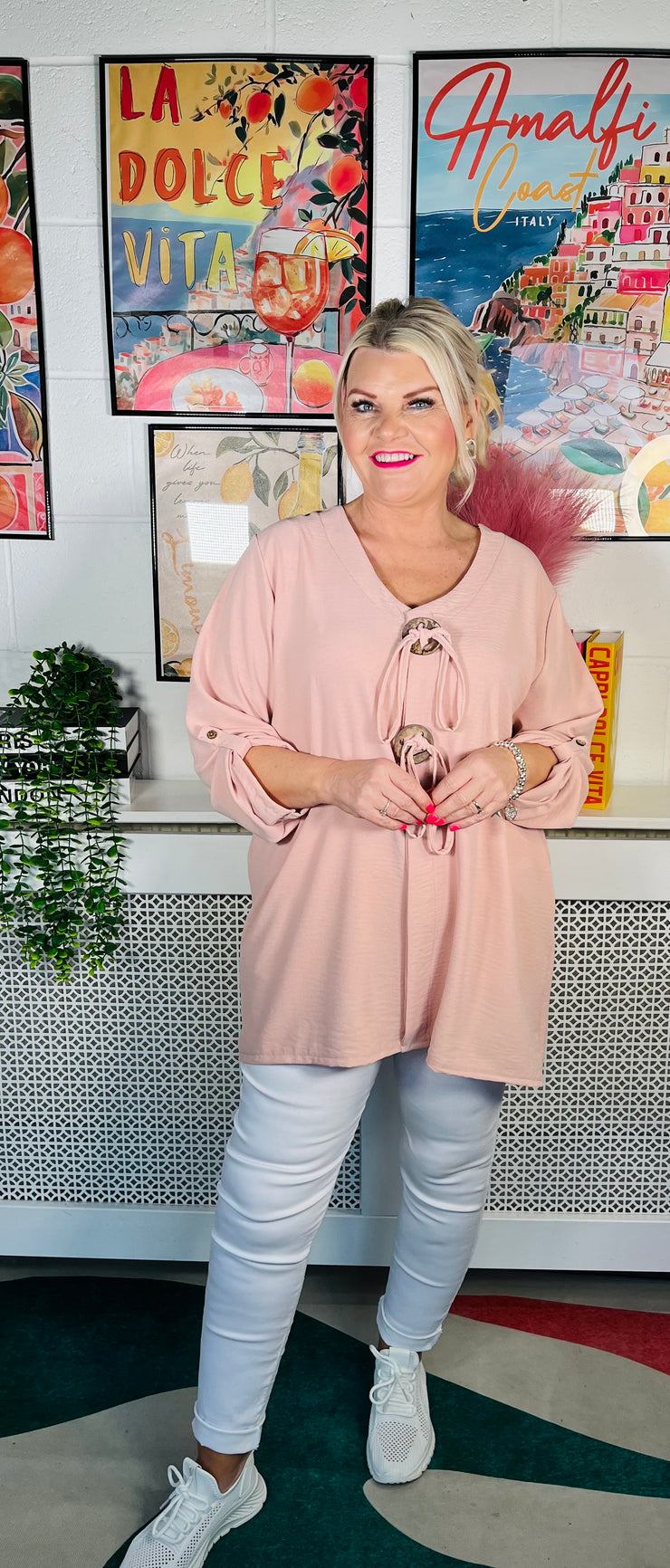 Melanie Button Top - Antique Pink