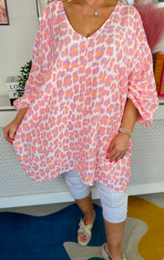 Neon Flare Animal Print Top - Lilac