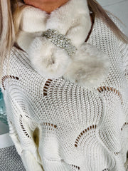 Pearl Faux Fur Collar - Winter White