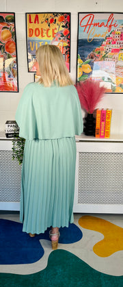 Lemonade Glow Pleated Dress - Sage