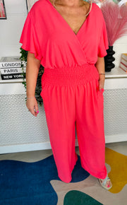 Picnic Perfect Jumpsuit - Coral