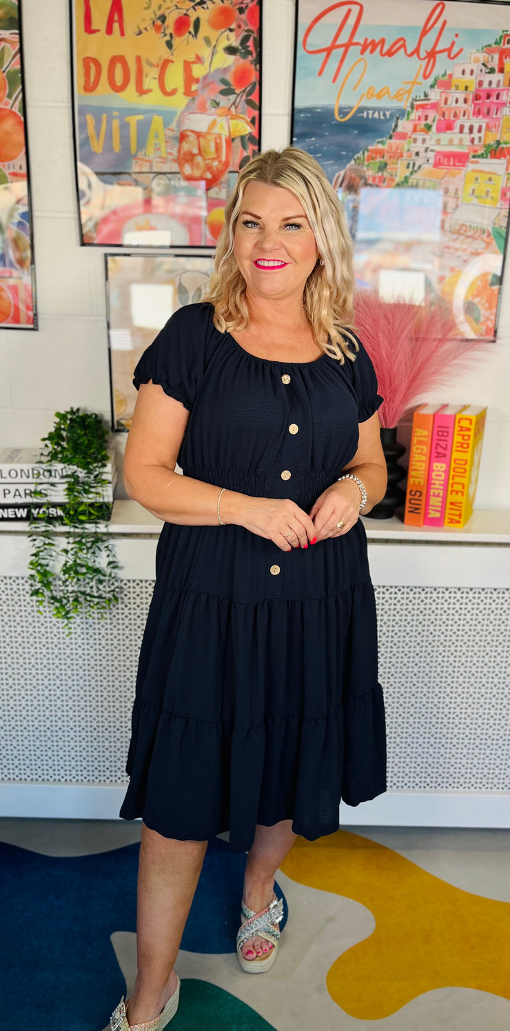 Sweet As Candy Midi Dress - Navy