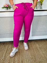 Magic stretchy trousers in magenta  available in standard and plus fit