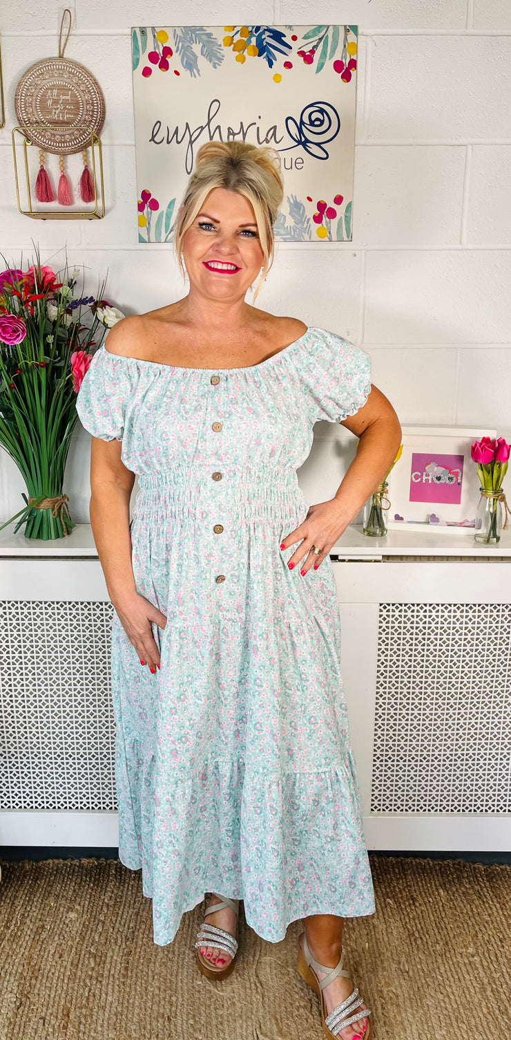 Hattie Floral Summer Dress - Mint