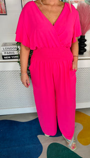 Picnic Perfect Jumpsuit - Lipstick Pink