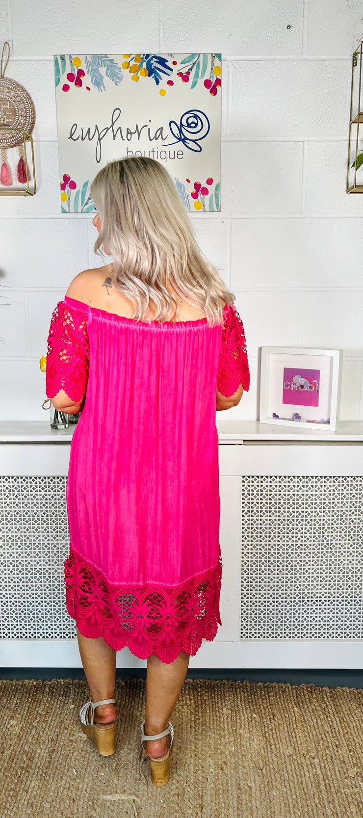 Adelaide Midi Dress - Hot Pink