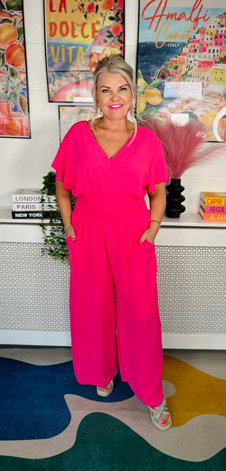 Picnic Perfect Jumpsuit - Lipstick Pink