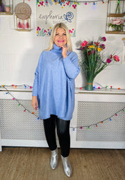 Montana Luxury Roll Neck Jumper - Sky Blue