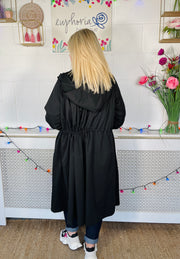 Gina Zip Up Mac - Black