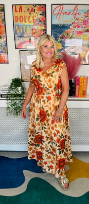 Summer Haze Floral Dress - Natural