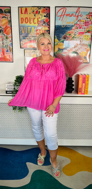 Soft Whisper Bardot Top - Lipstick Pink