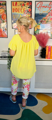 Sugar Rush Ruffle Sleeve Top - Lemon