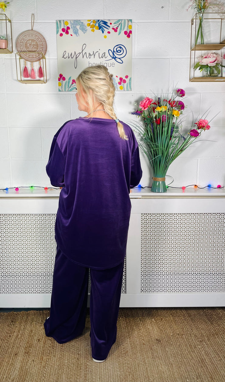 Cookie Velvet Lounge Suit - Purple