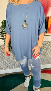 Janine Floaty Top - Denim Blue