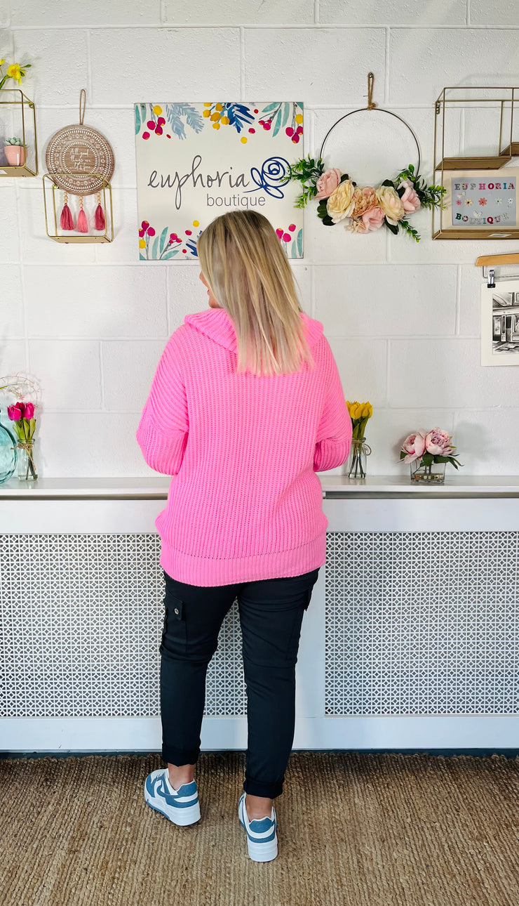 Giselle Cowl Neck Knit - Candy Pink