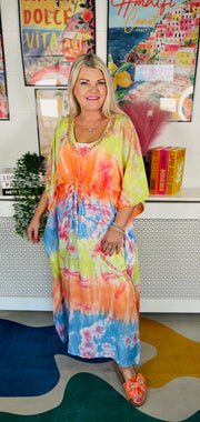Soul Waves Tie Dye Kaftan - Lime Green