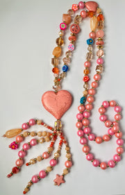 Sugarplum Beaded Heart Chain - Baby Pink