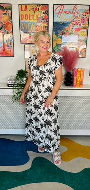 Tropical Sunrise Maxi Dress - Black