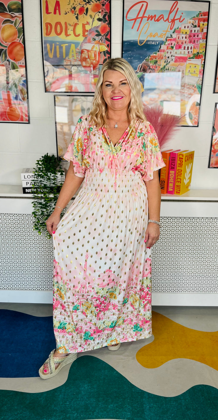 Midnight In Paris Maxi Dress - Baby Pink