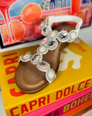 Jewel Comfort Low Wedge Sandal - White