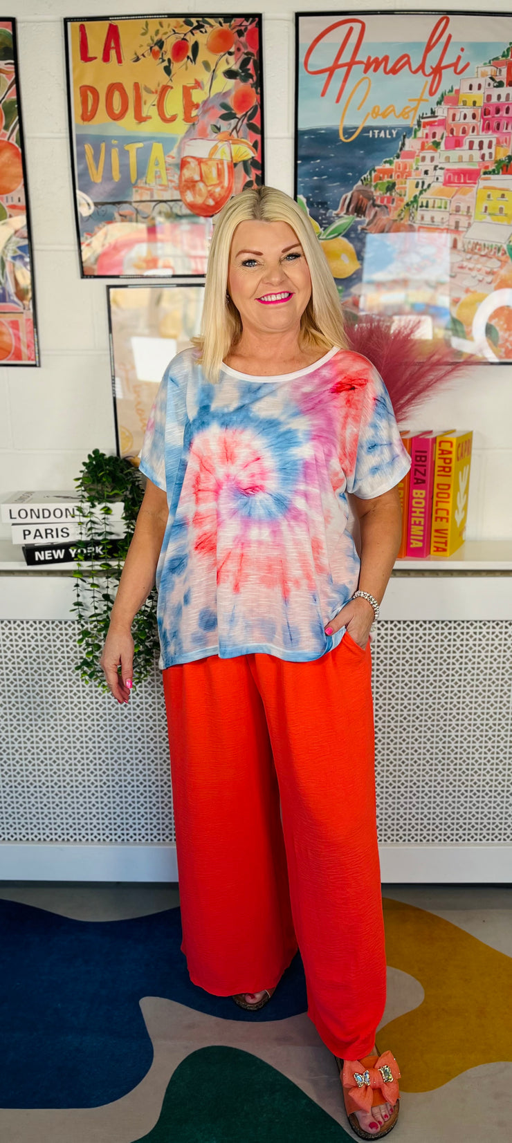 Suella Wide Leg Trousers - Coral