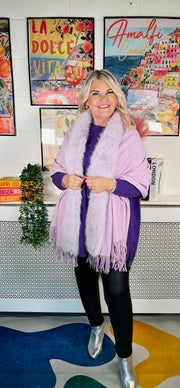 Minnie Faux Fur Shawl - Lilac