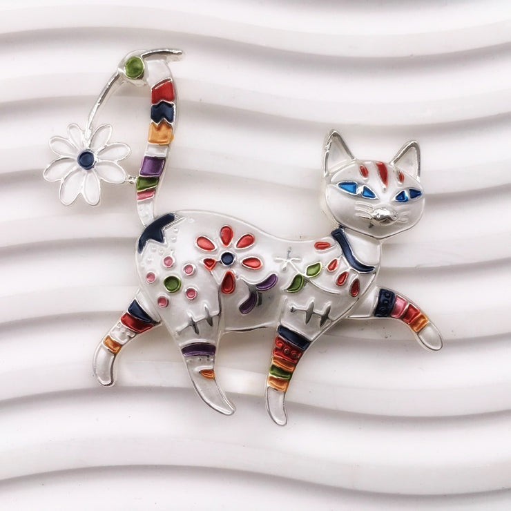 Whimsy Blossom Cat Magnetic Brooch