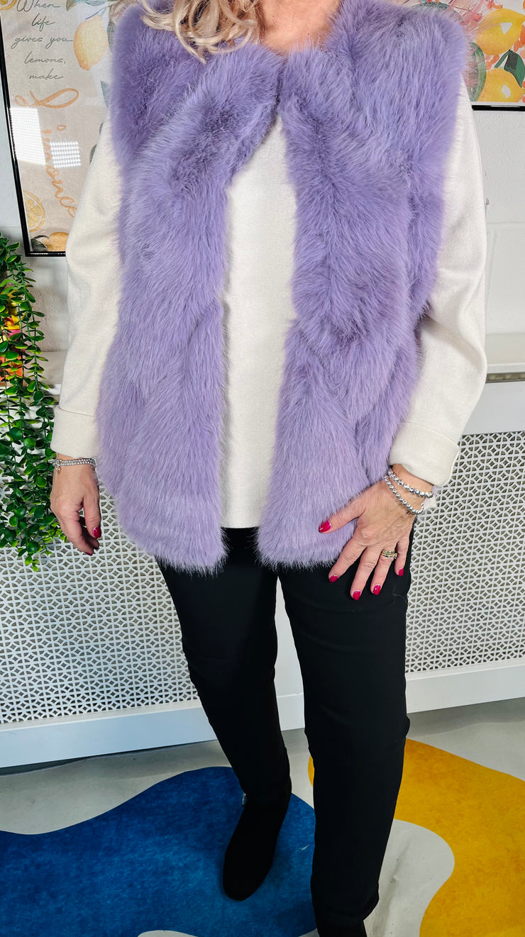 Tiffany Faux Fur Gilet - Lilac