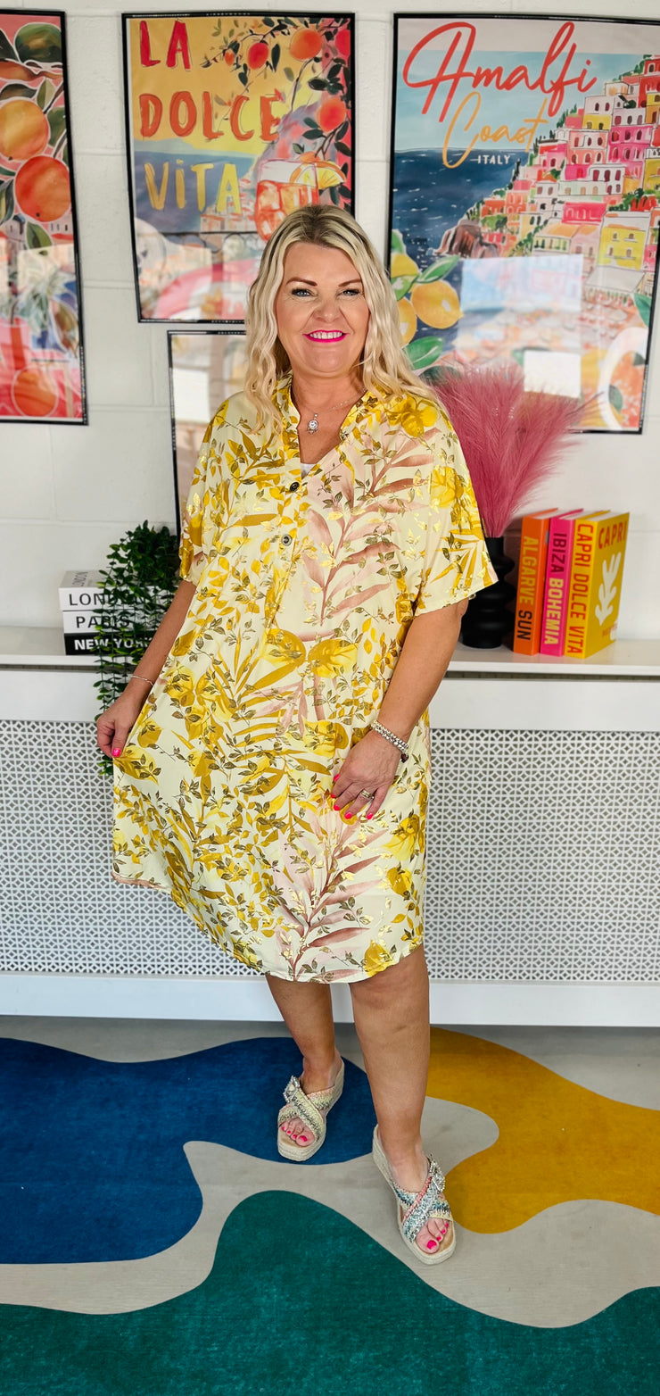 Enchanted Canopy Tunic Dress - Lemon