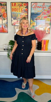 Sweet As Candy Midi Dress - Navy