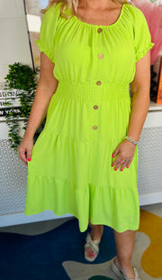 Sweet As Candy Midi Dress - Lime Green