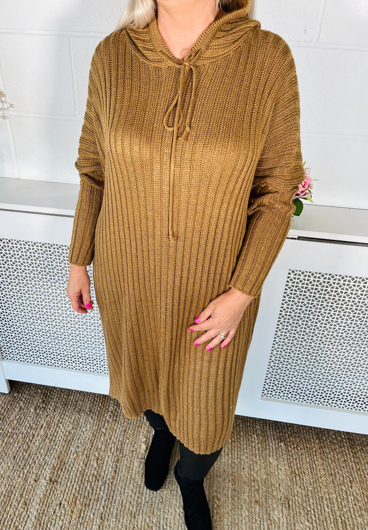 Relax And Lounge Jumper Dress - Tan