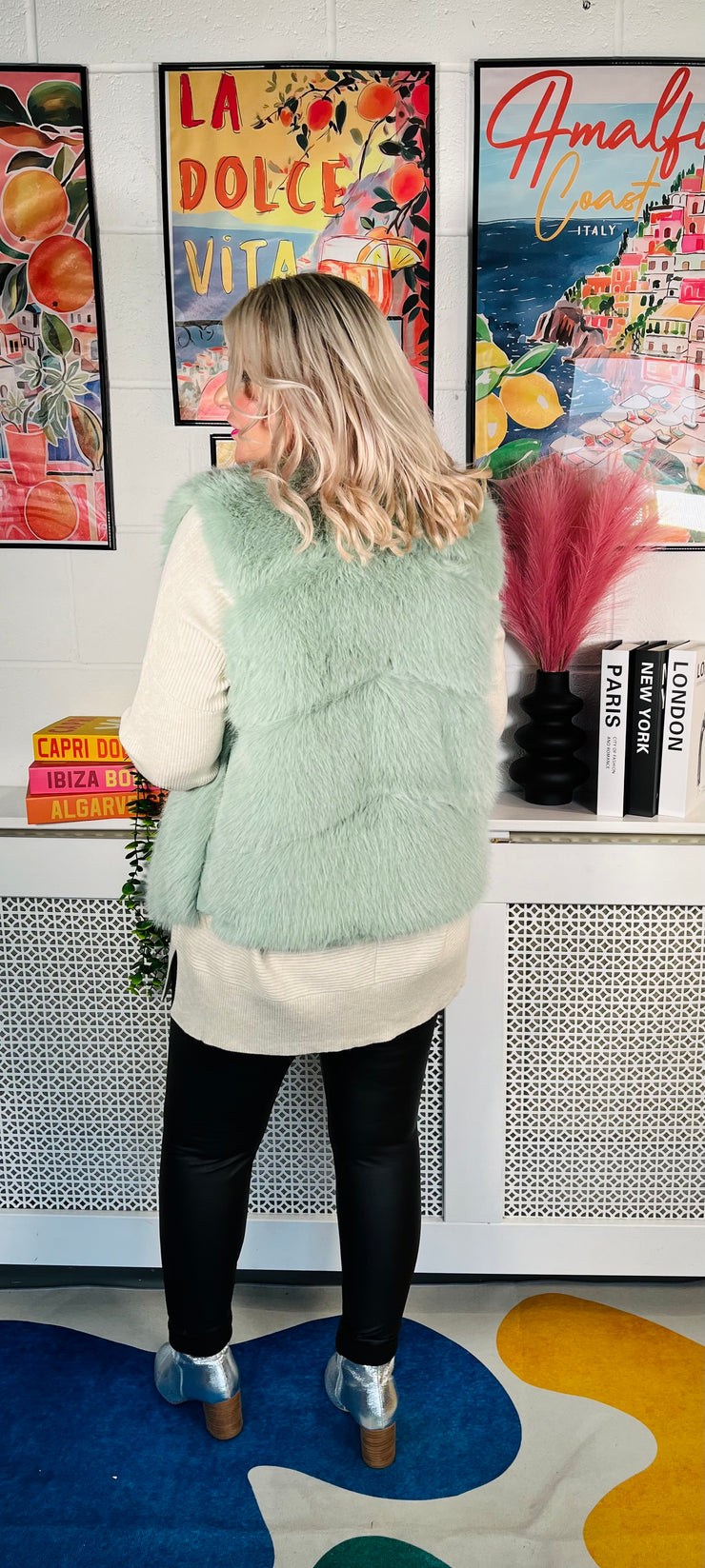 Tiffany Faux Fur Gilet - Mint