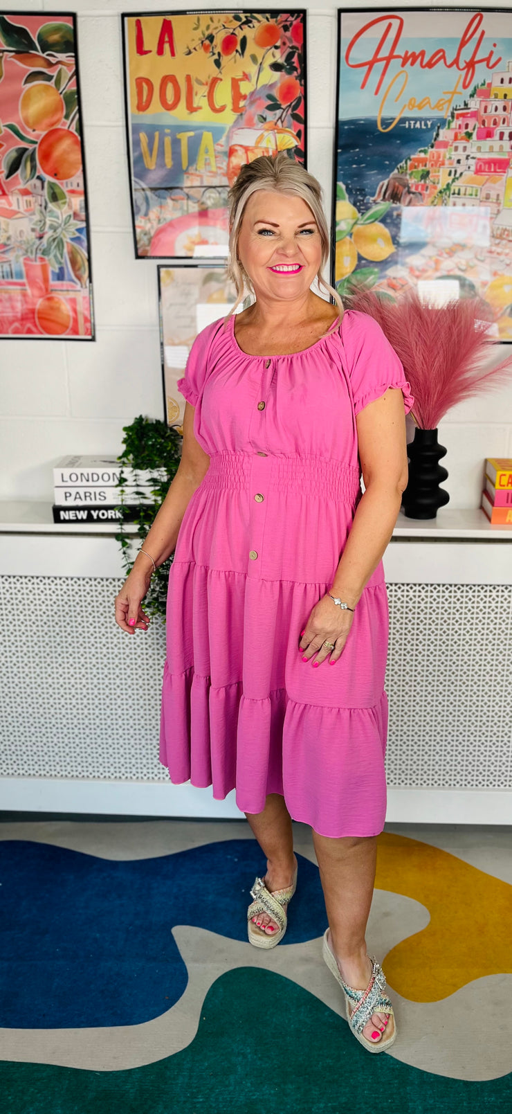 Sweet As Candy Midi Dress - Bubblegum Pink