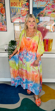 Soul Waves Tie Dye Kaftan - Lime Green
