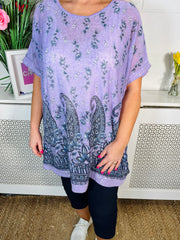 Dawn Paisley Tee With Scarf - Lilac